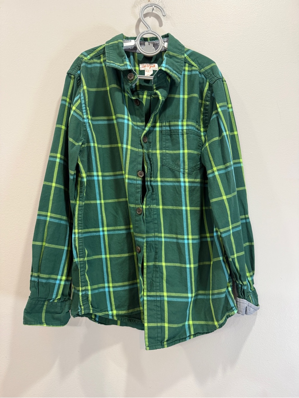 Cat & Jack Green Plaid Button-Down Shirt
